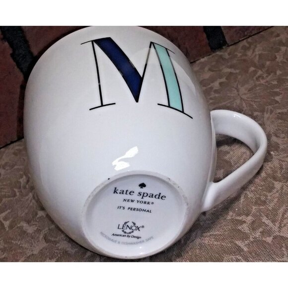Kate Spade LENOX Coffee Mug "M" Monogram Initial KATE SPADE "It's Personal" NY - Picture 6 of 6